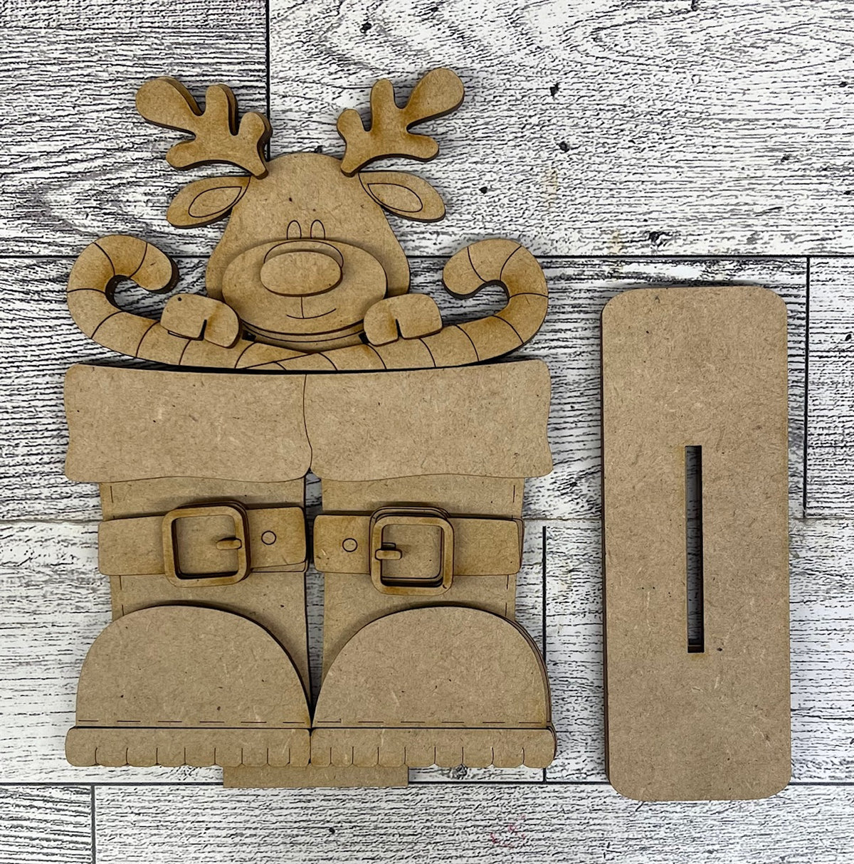 Reindeer basket Insert - Christmas Boots Inserts - unpainted wood cutouts, ready for you to paint