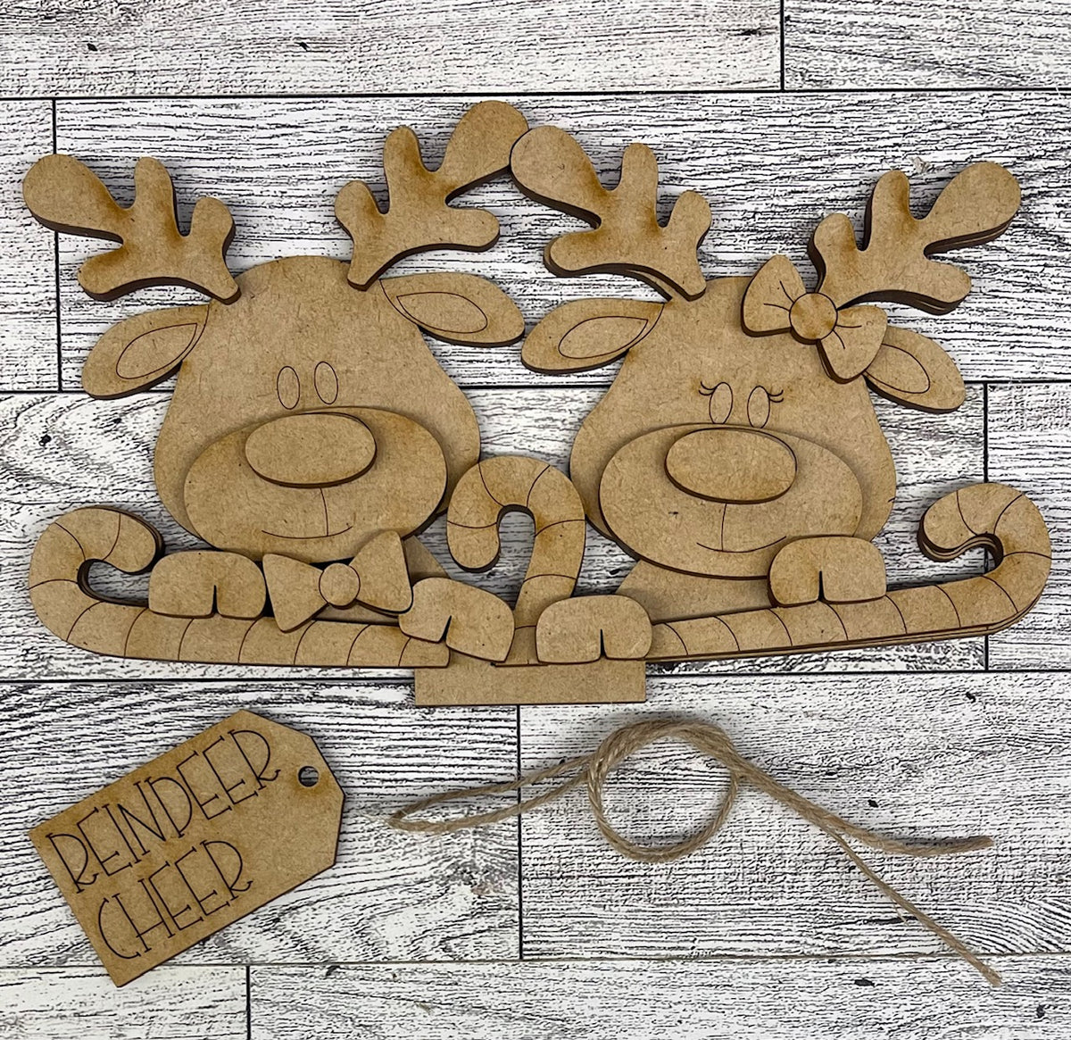 Reindeer basket Insert - Christmas Boots Inserts - unpainted wood cutouts, ready for you to paint