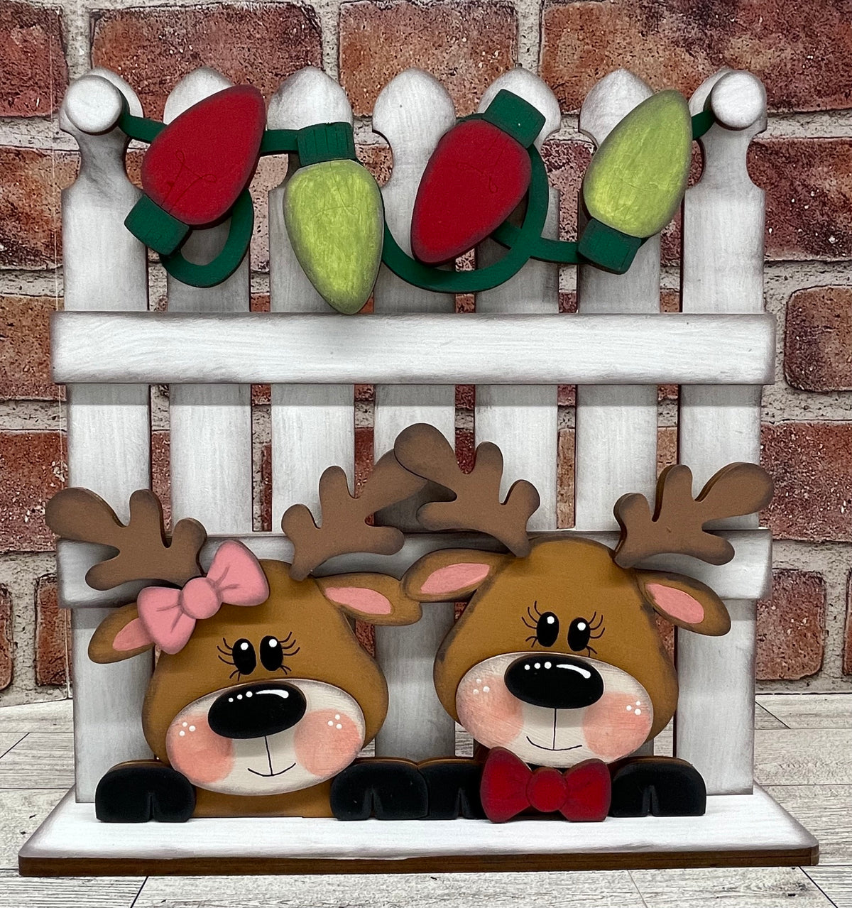 Reindeer Couple 2026 Insert for Picket Fence unpainted wood cutouts, ready for you to paint