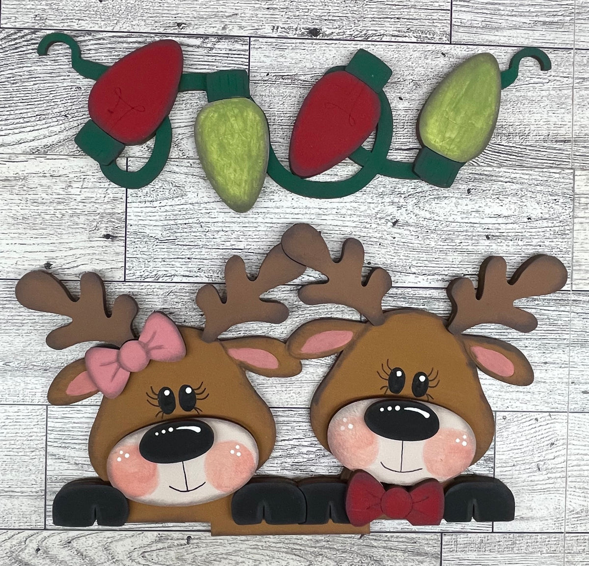 Reindeer Couple 2026 Insert for Picket Fence unpainted wood cutouts, ready for you to paint