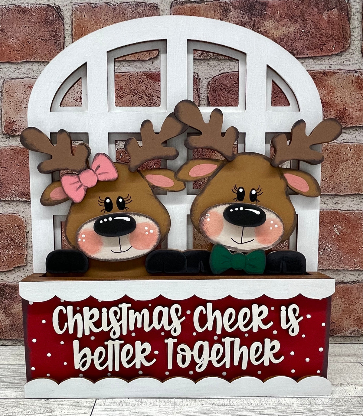 Reindeer Couple 2026 Insert for Changeable Window Box unpainted wood cutouts, ready for you to paint