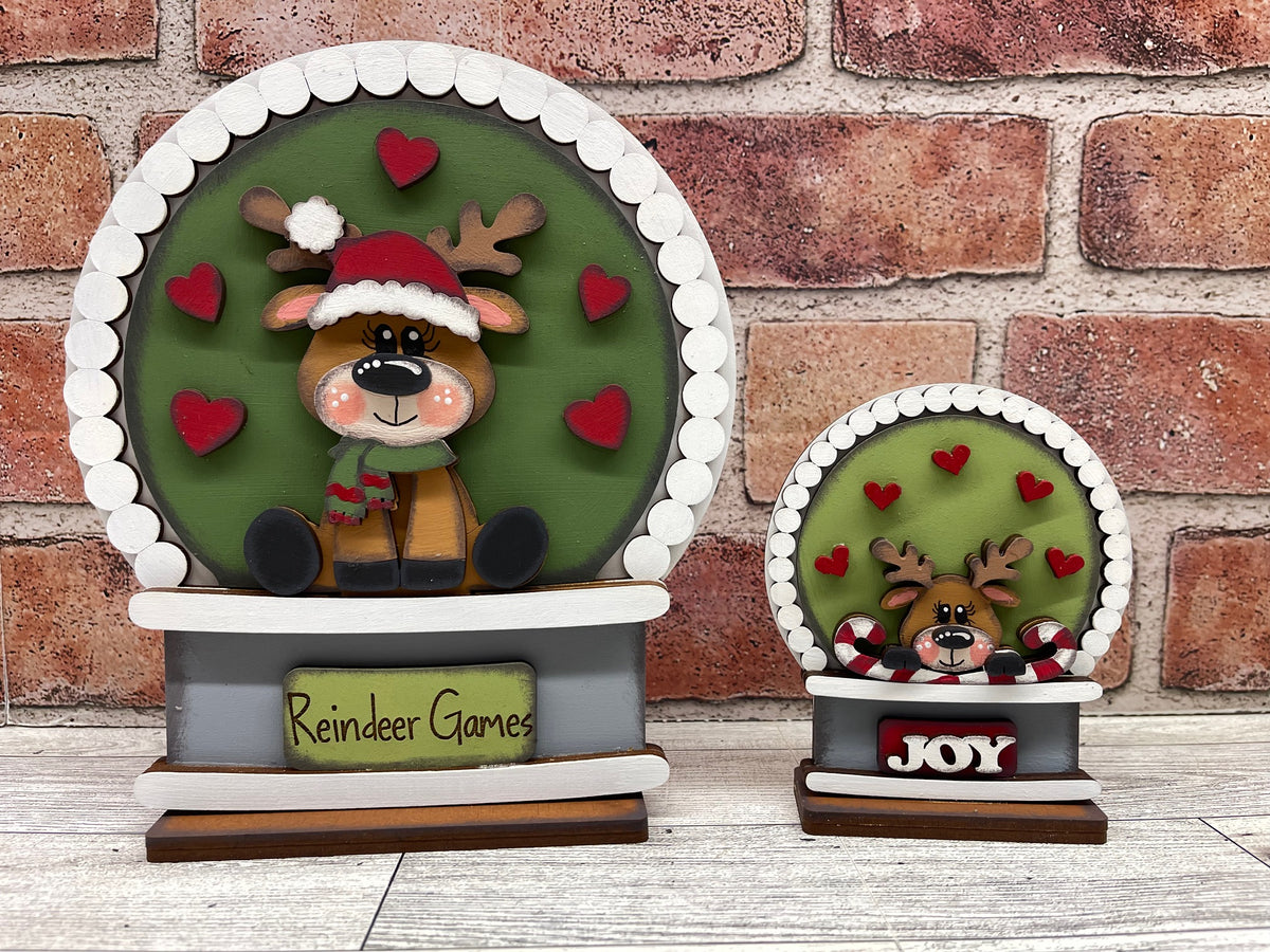 Reindeer 2026 Globe Insert - unpainted wood cutouts, ready for you to paint