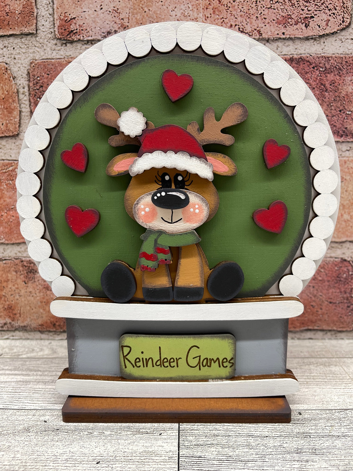 Reindeer 2026 Globe Insert - unpainted wood cutouts, ready for you to paint