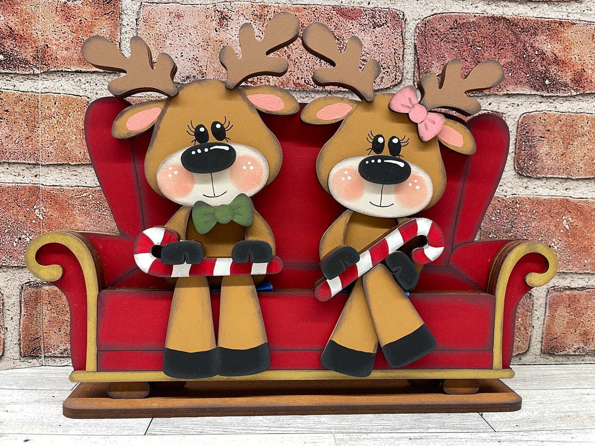 $5.00 Friday - Reindeer Sitter boy or girl - unpainted cutouts ready for you to finish