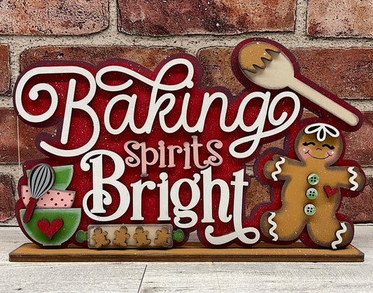 Baking Spirits Bright Gingerbread Word Stander unpainted cutouts