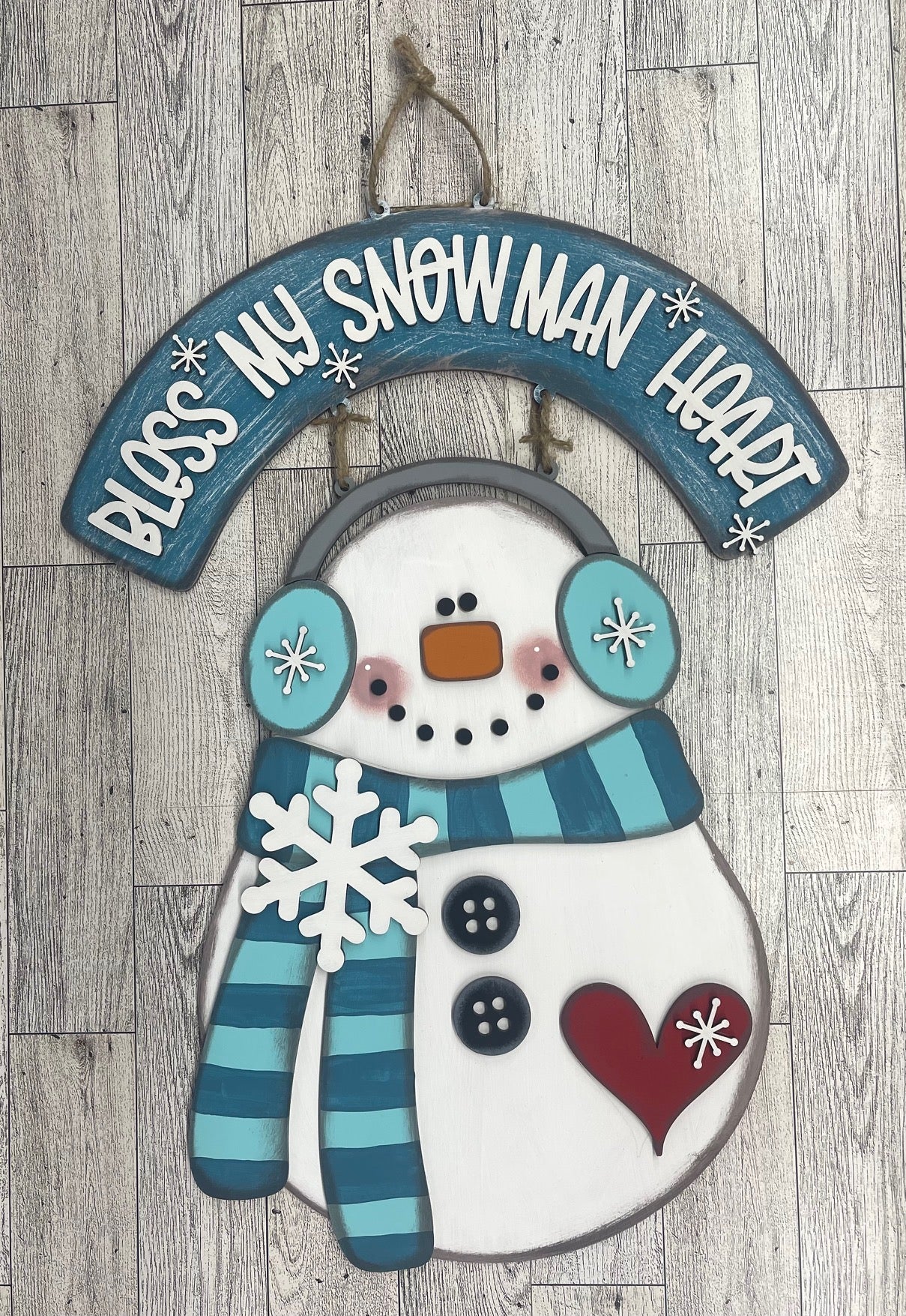 Bless My Snowman Heart Door Sign unpainted cutouts