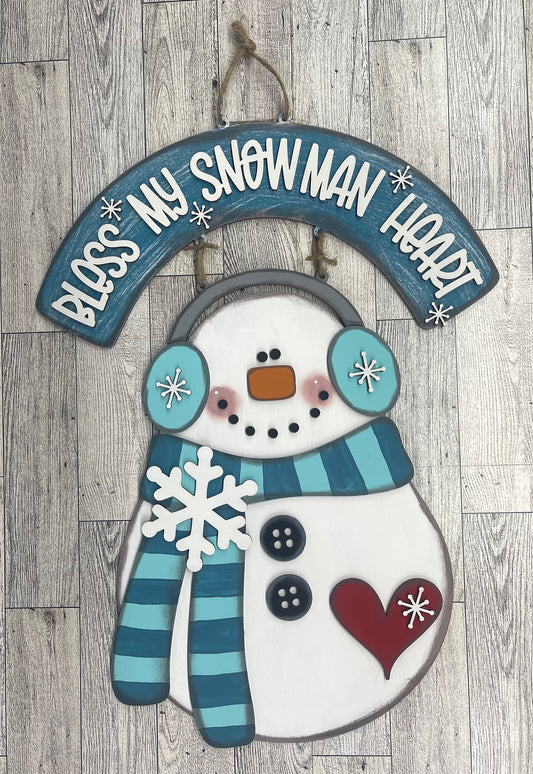 Bless My Snowman Heart Door Sign unpainted cutouts