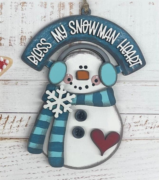 Bless My Snowman Heart Christmas Ornament unpainted cutouts