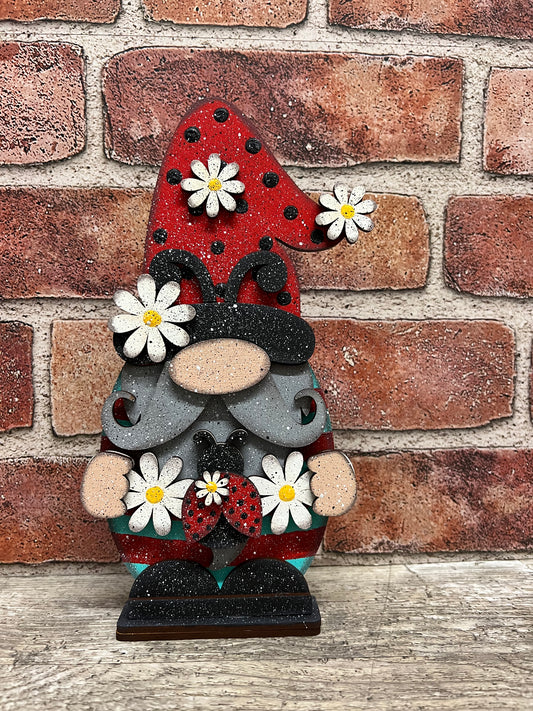 Ladybug Gnome cutout, unpainted wooden cutout - ready for you to paint