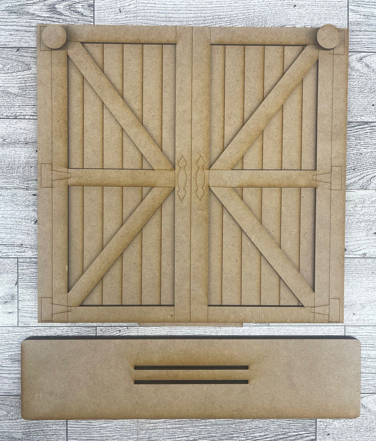 Changeable Barn Door for Picket Fence Inserts unpainted wood cutouts, ready for you to paint, Inserts sold separately