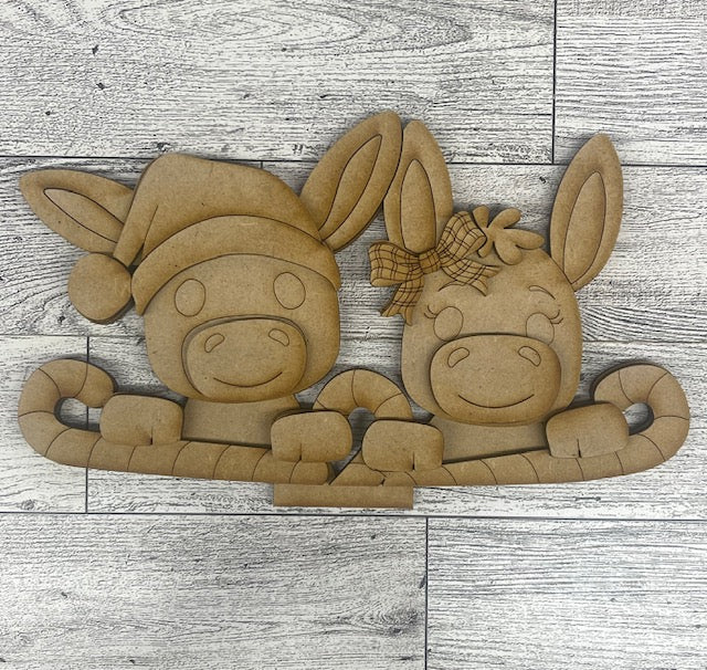 Christmas Donkey Basket Inserts - unpainted wood cutouts, ready for you to paint