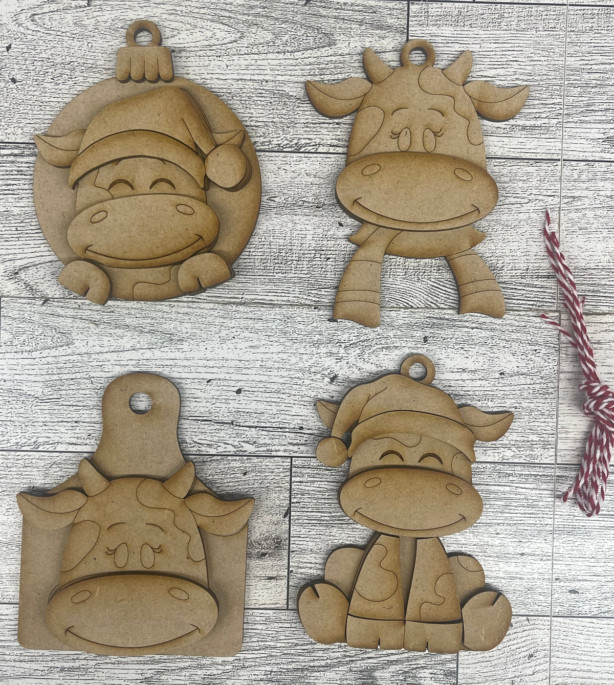 $10.00 Thursday - Dairy Cow Christmas Ornaments - Set of 5 - cutouts ready for you to finish