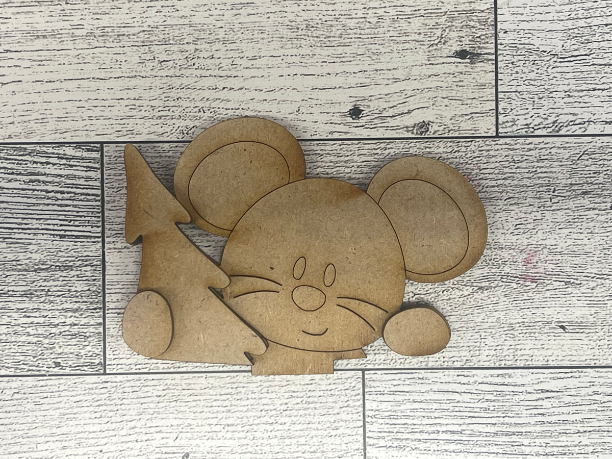 Christmas Mouse Basket Inserts - unpainted wood cutouts, ready for you to paint