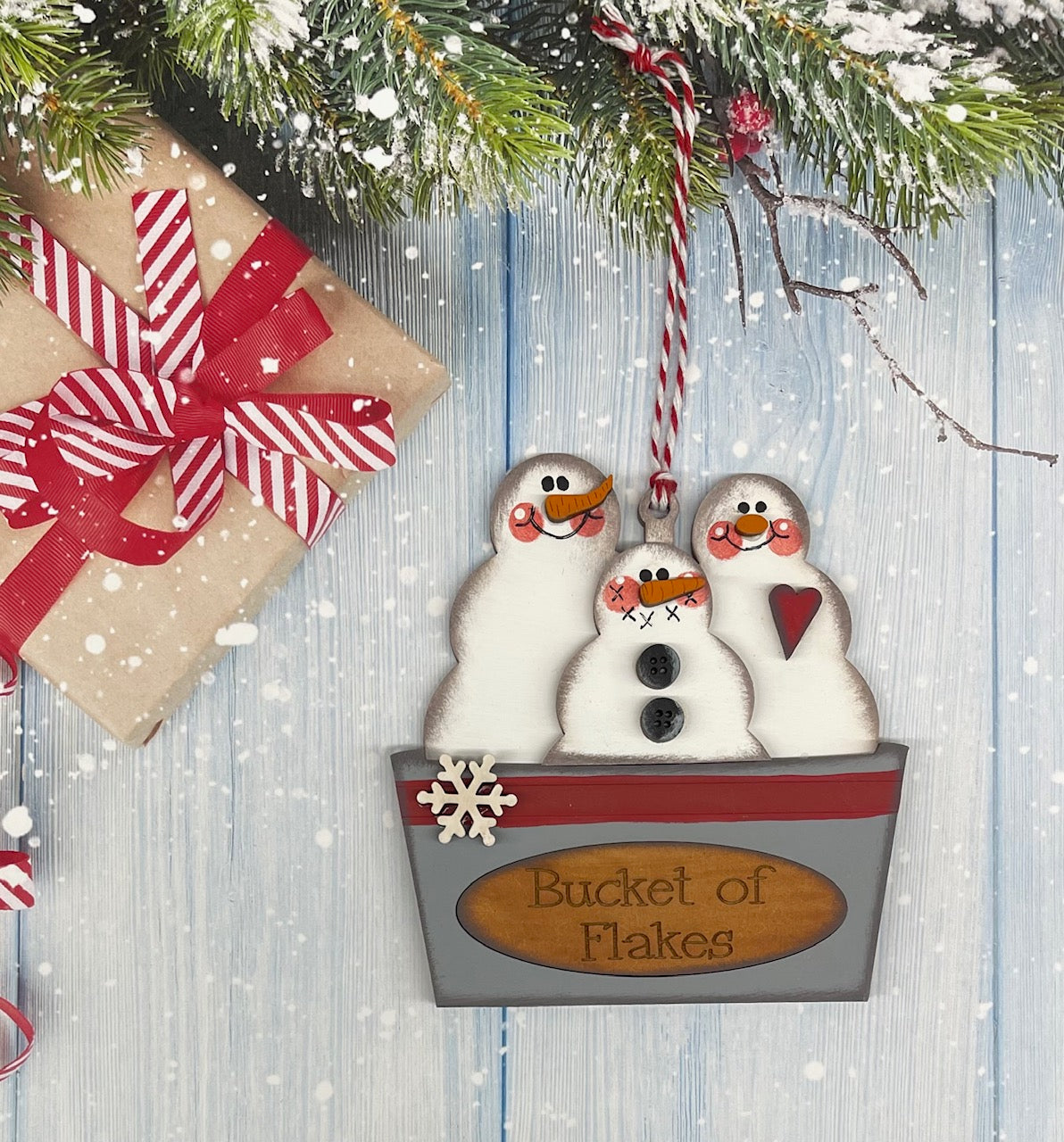 Painted Bucket of Flakes Ornament