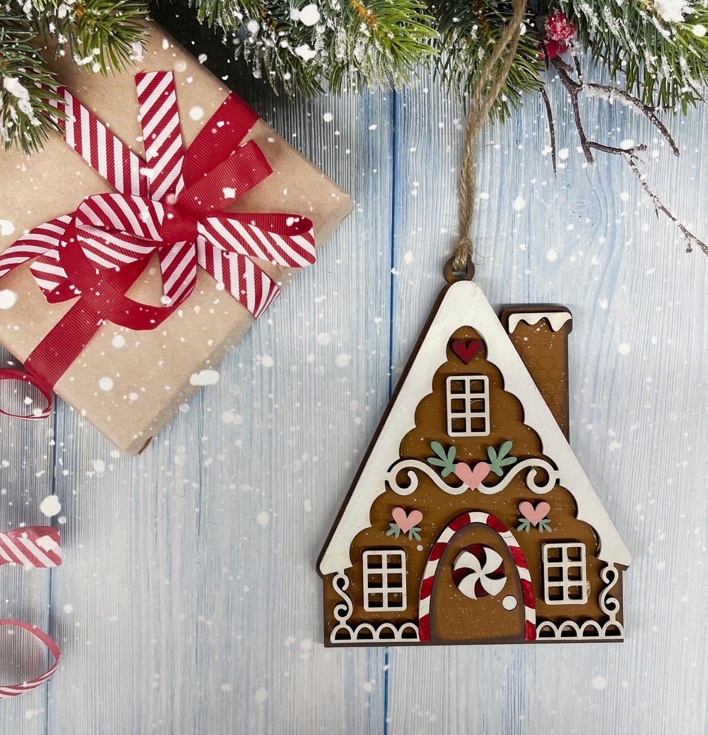 Painted Gingerbread House Ornament