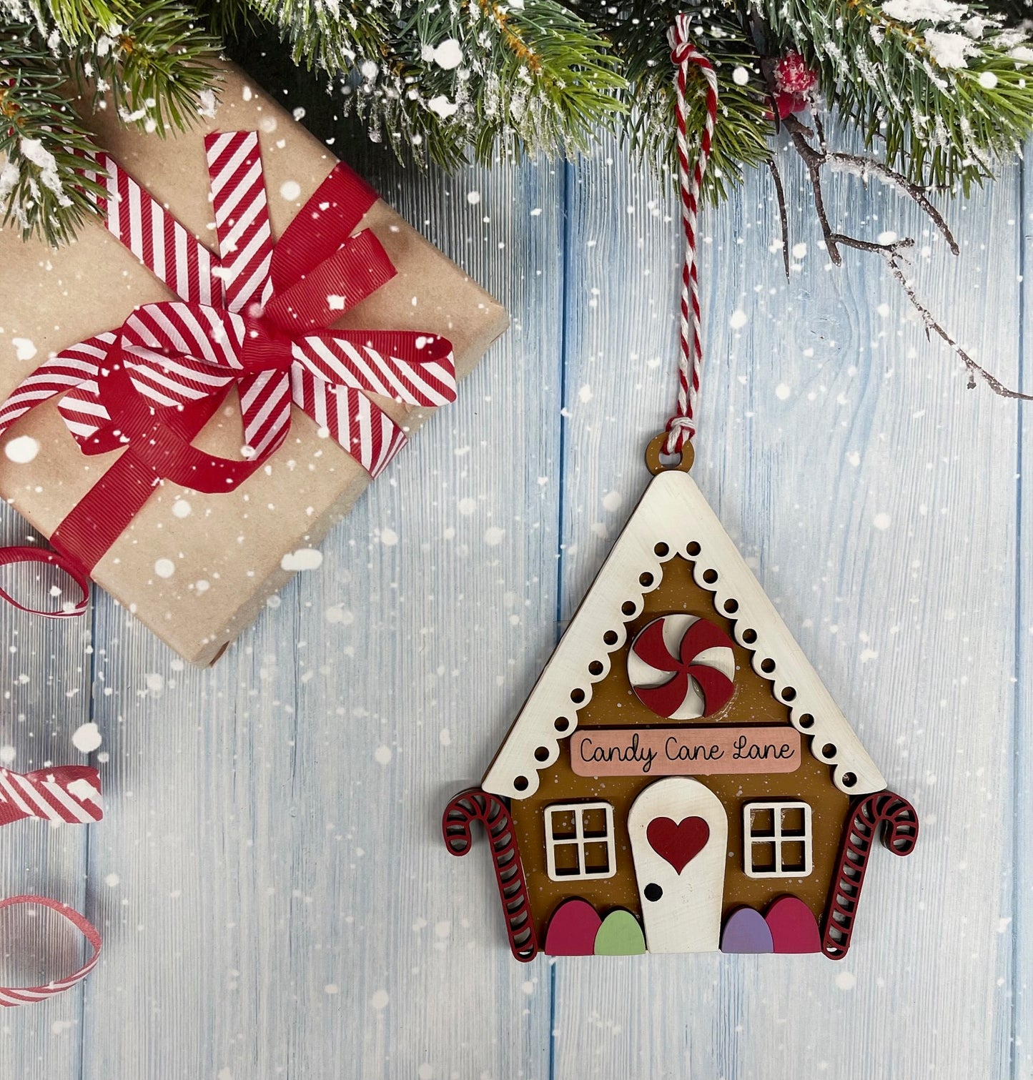 Painted Gingerbread House - Candy Cane Lane Ornament