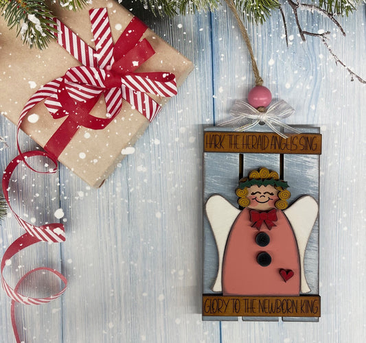 Painted Hark the Herald Angels Sing Christmas Ornament Gift Card Holder