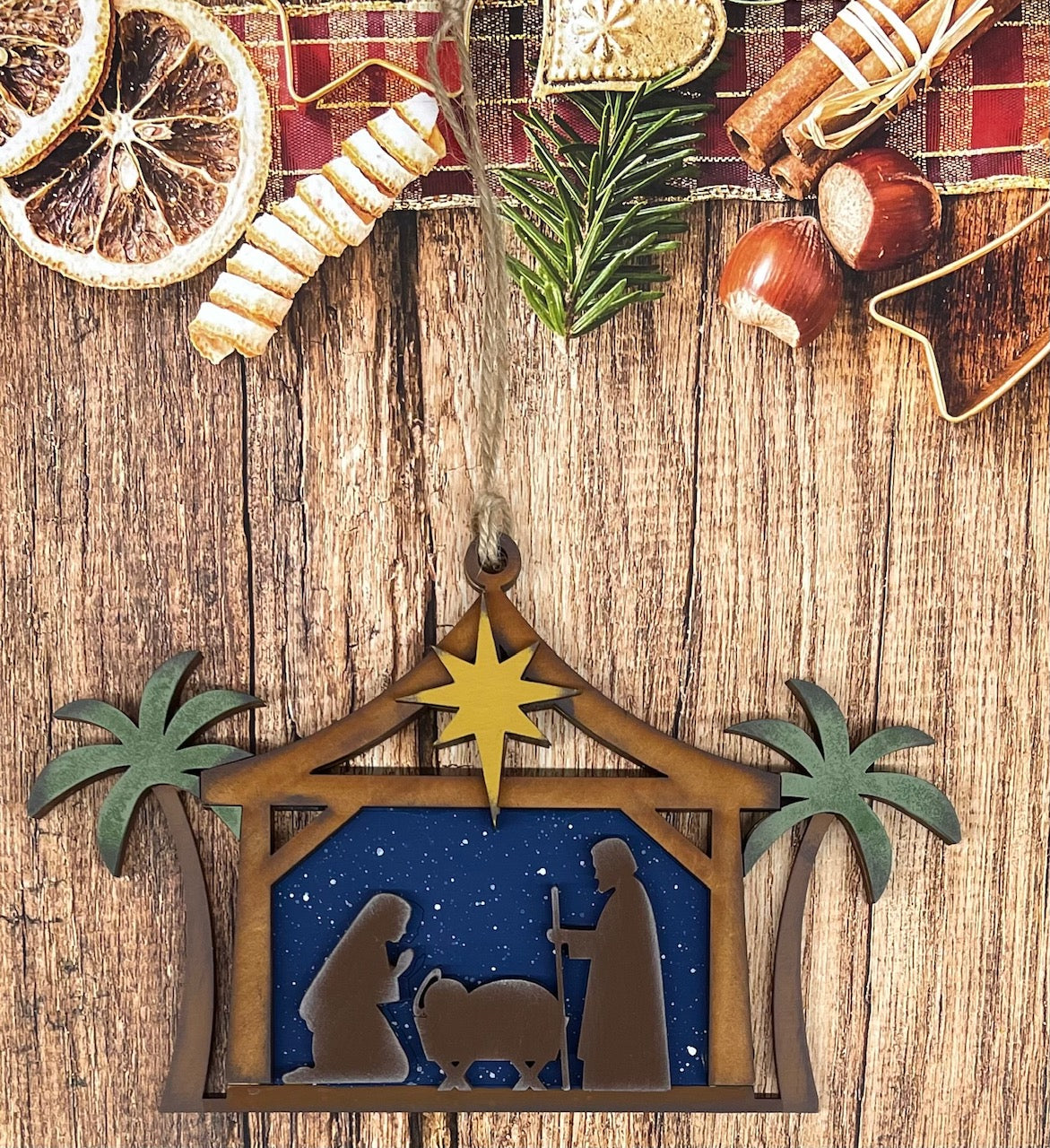 Painted Nativity Christmas Ornament