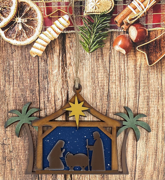 Painted Nativity Christmas Ornament