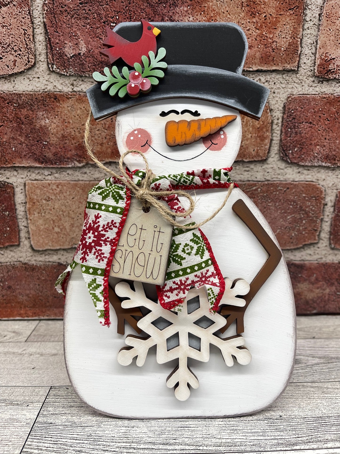 Painted Let it Snow Snowman Stander