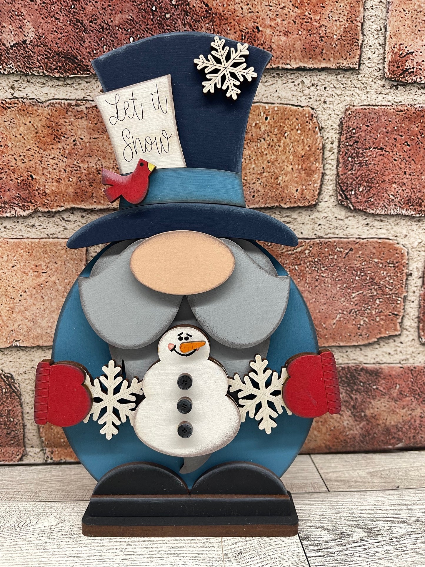 Painted - Winter Gnome with Snowman