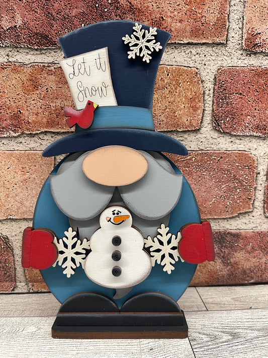 Painted - Winter Gnome with Snowman