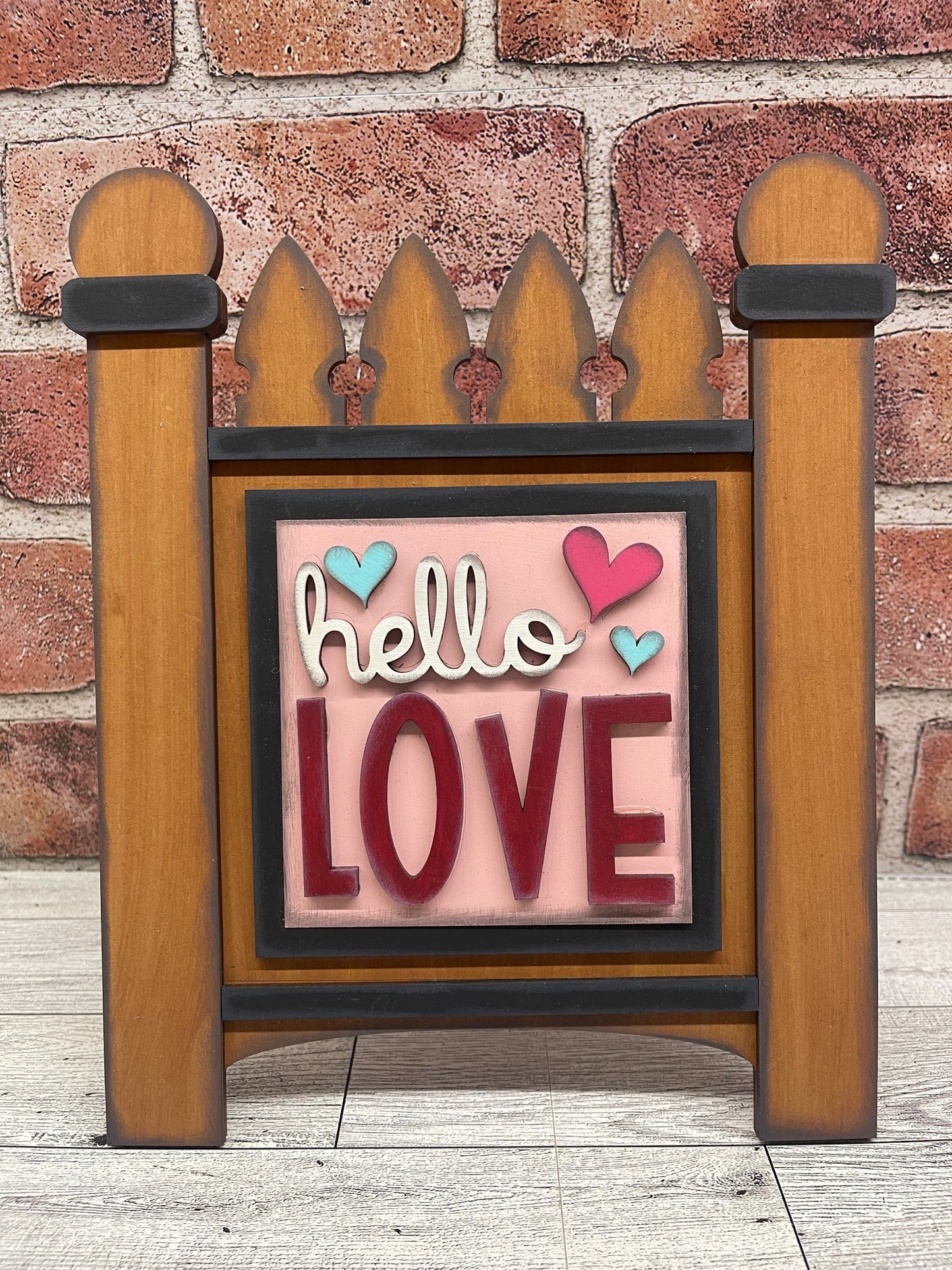 Painted Fence Block Frame and 1 Valentines Block