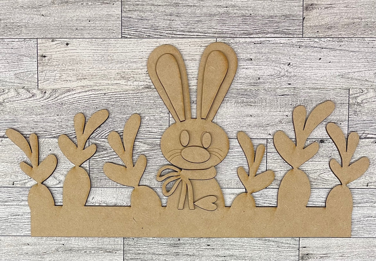 Both March 2025 Insert and blocks only - March Craft Kit - Hello Door Sign Insert and House Ladder Blocks Only unpainted cutouts, Bonus Bunny Kit - doesn't include the door sign backer and house leaning ladder