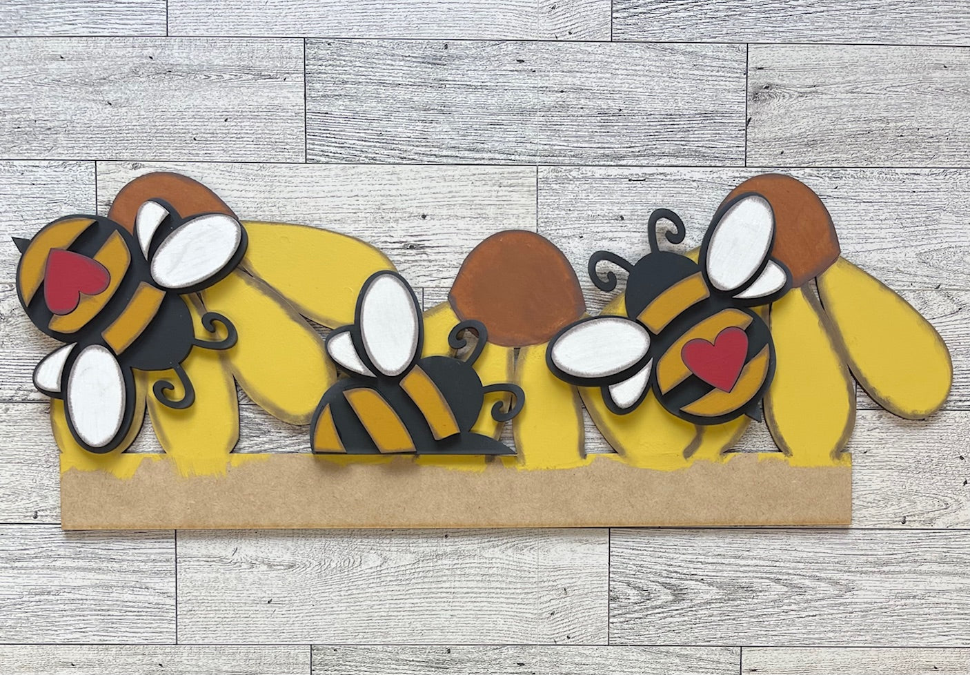Both April 2025 Insert and blocks only - April Craft Kit - Hello Door Sign Insert and House Ladder Blocks Only unpainted cutouts, Bonus Bee Garland Kit - doesn't include the door sign backer and house leaning ladder