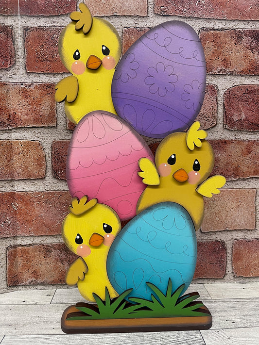 Painted Easter Stacker - Chicks & Eggs