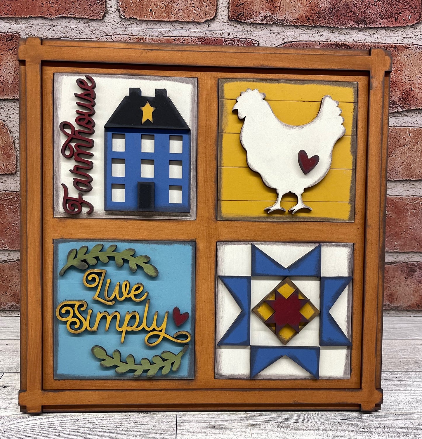 Farmhouse Decor blocks for Leaning Ladder set of 4 - unpainted wooden cutouts, ready for you to paint