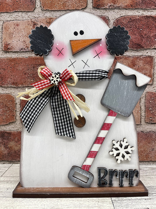 May - Add On Prim Snowman stander - unpainted wood cutouts, ready for you to paint