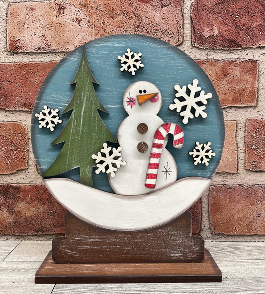 May - Add On Prim Snow Globe stander - unpainted wood cutouts, ready for you to paint