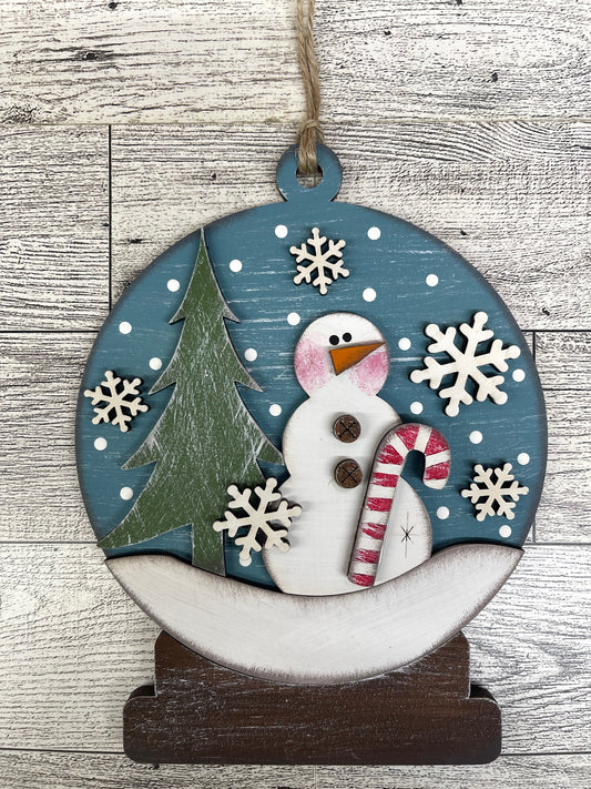 May - Add On Prim Snow Globe Ornament - unpainted wood cutouts, ready for you to paint