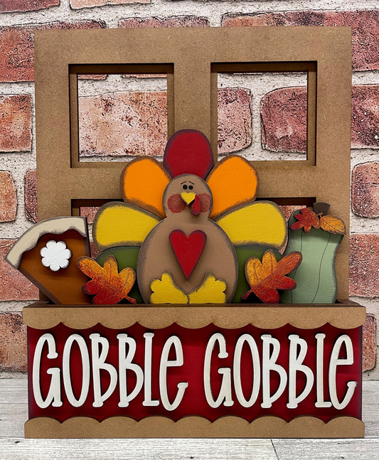 Thanksgiving Turkey Insert for Changeable Window Box unpainted wood cutouts, ready for you to paint