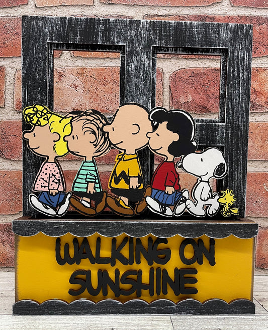 Walking on  Sunshine - Peanuts Gang insert for Changeable Window Box unpainted wood cutouts, ready for you to paint