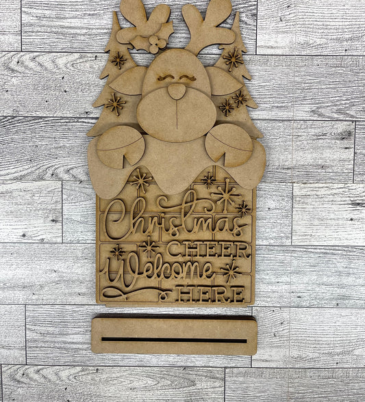 June- Add On Reindeer in Chimney stander - unpainted wood cutouts, ready for you to paint