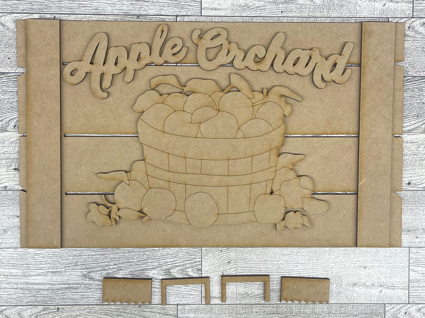 Apple Orchard Encore sign - unpainted wooden cutouts, ready for you to paint
