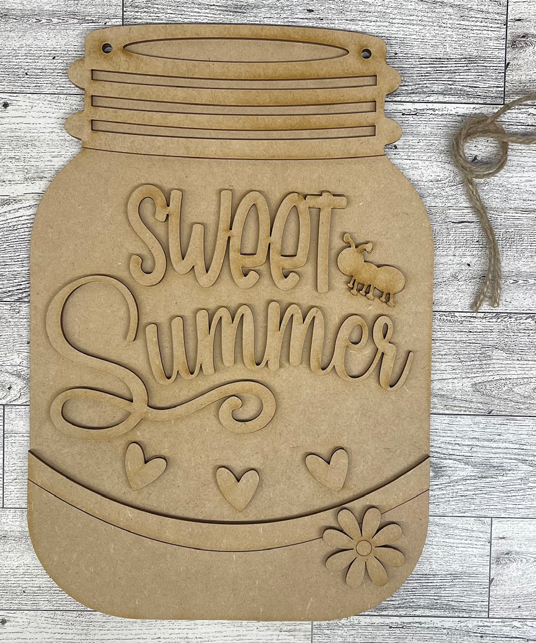 Watermelon Mason Jar Sign - unpainted wooden cutouts, ready for you to paint