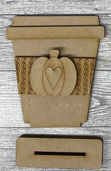 Pumpkin Everything Coffee Cup Sign or Rustic Sign - unpainted wooden cutouts, ready for you to paint