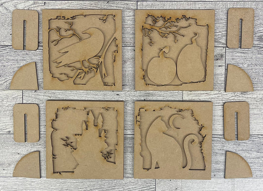 Spooky Scenes cutouts - unpainted wooden cutouts, ready for you to paint