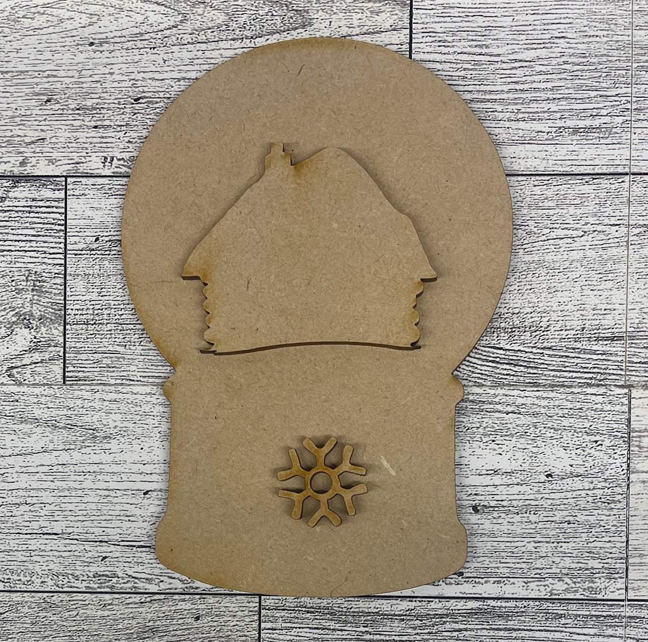 Log Cabin Snow Globe Cutouts - unpainted wooden cutouts, ready for you to paint