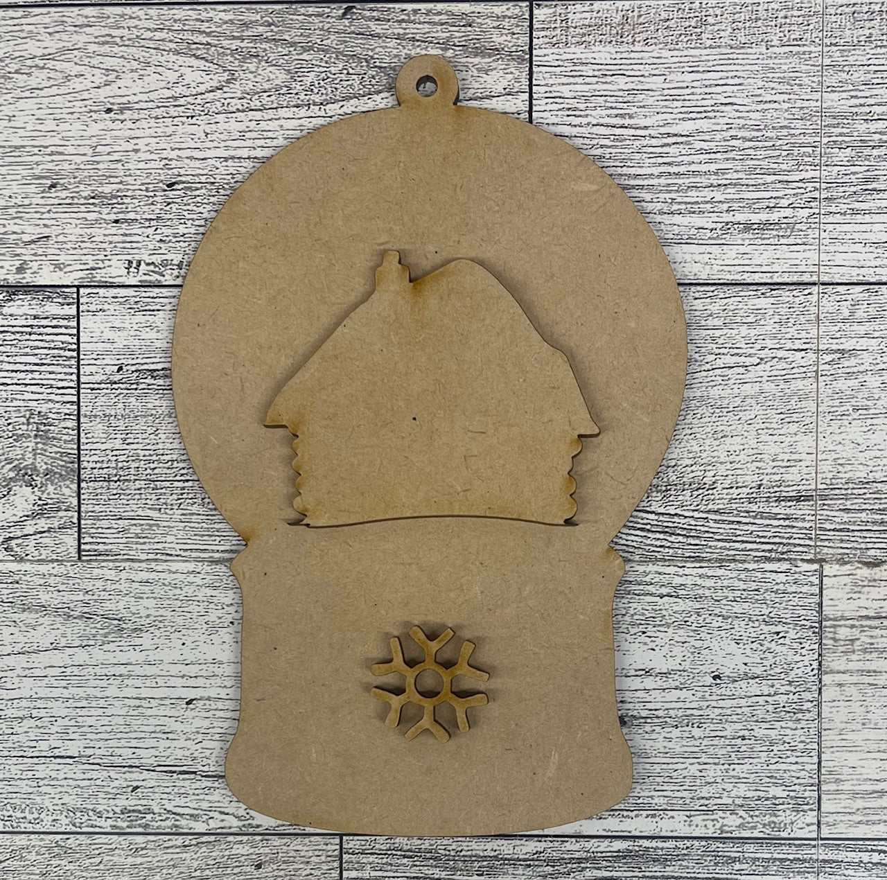 Log Cabin Snow Globe Cutouts - unpainted wooden cutouts, ready for you to paint