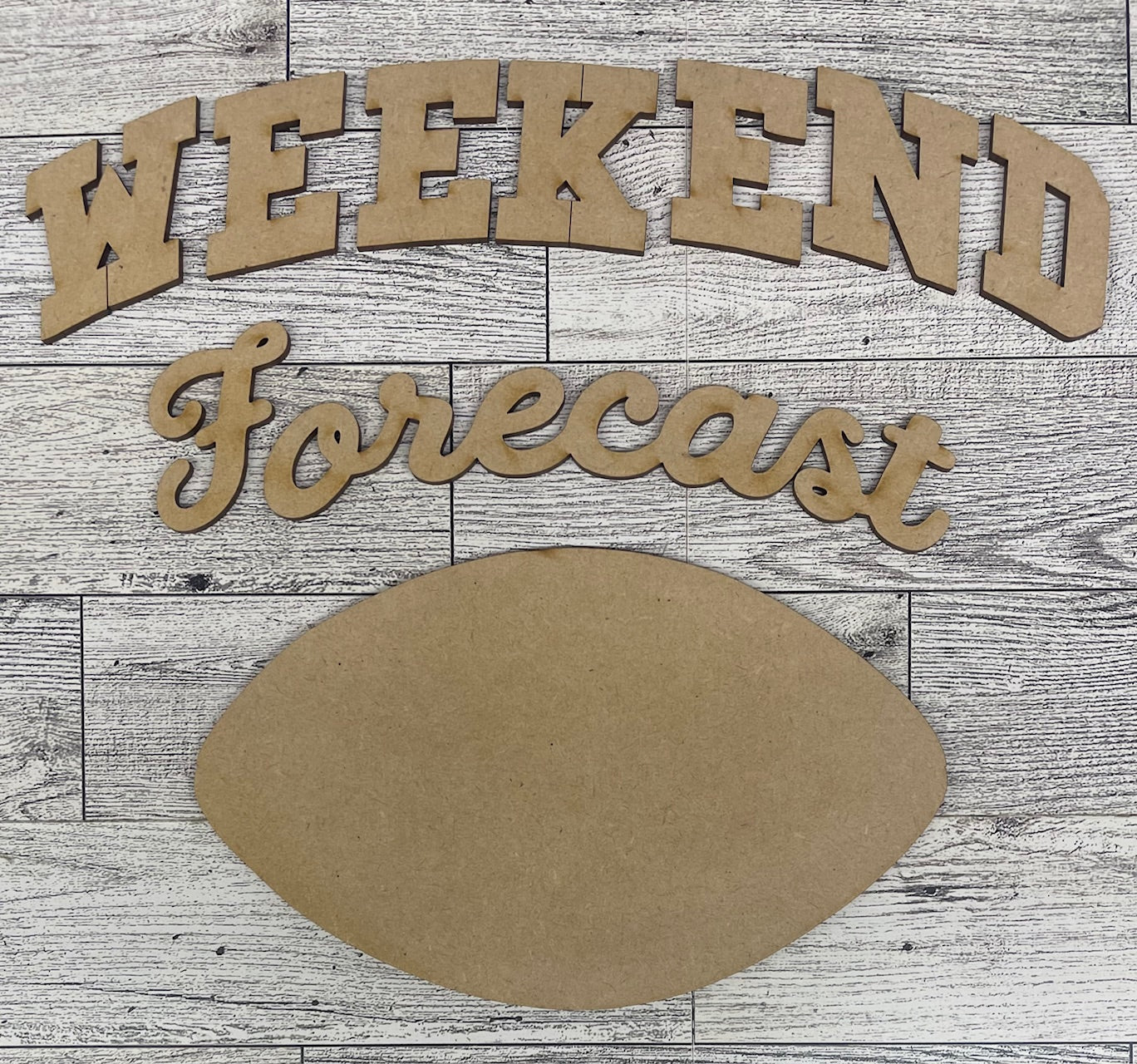 Weekend Forecast cutouts - unpainted wooden cutouts, ready for you to paint