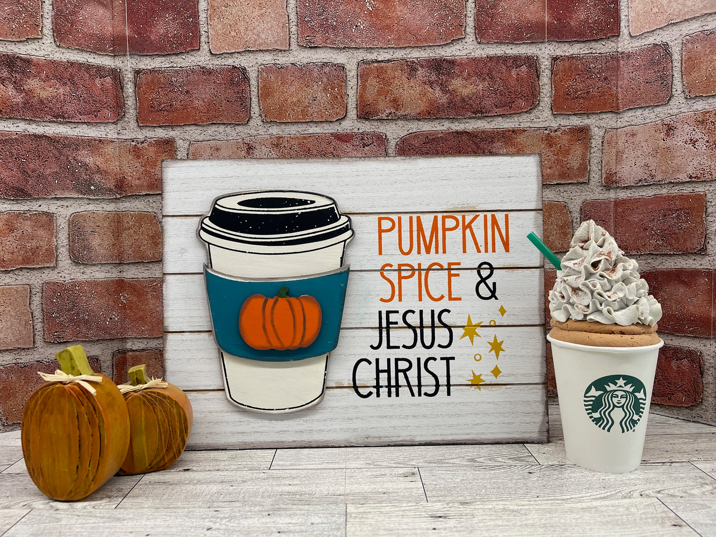 Pumpkin Spice and Jesus Christ Cutouts - unpainted wooden cutouts, ready for you to paint