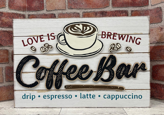Love is Brewing - Coffee Bar cutouts - unpainted wooden cutouts, ready for you to paint