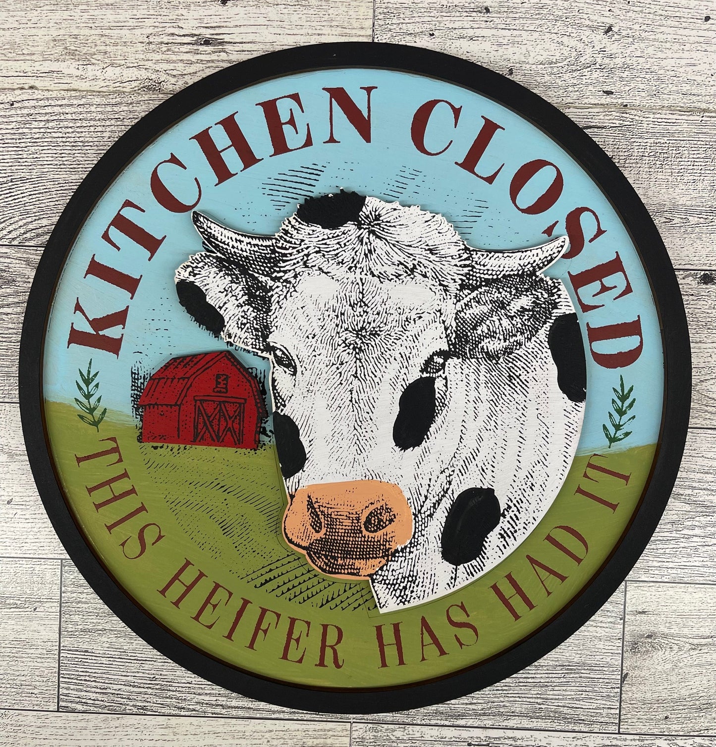Kitchen Closed this Heifer has had it cutouts - unpainted wooden cutouts, ready for you to paint