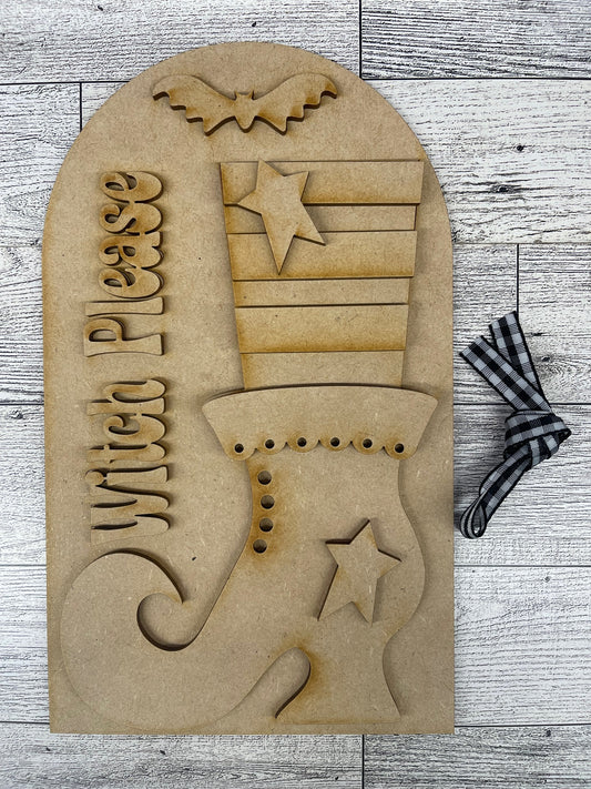 Witch Please - Halloween Frame Insert cutouts - unpainted wooden cutouts, ready for you to paint