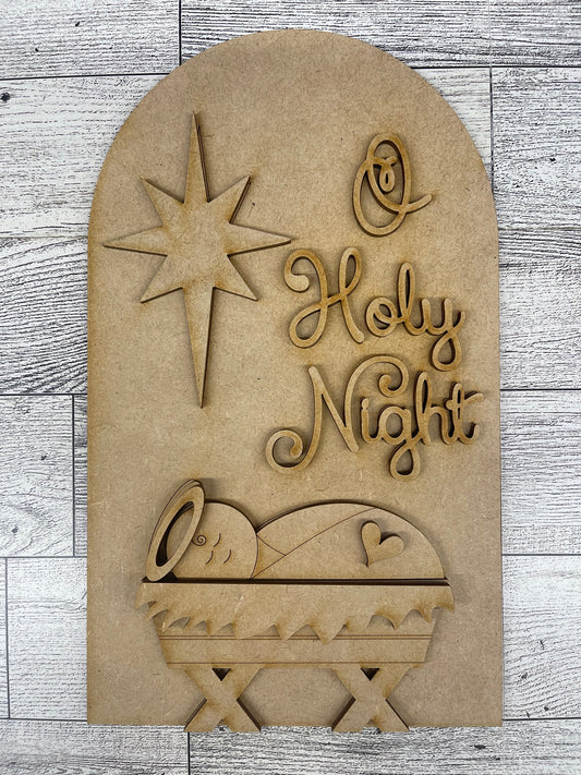 O Holy Night Christmas Arch Frame Insert cutouts - unpainted wooden cutouts, ready for you to paint