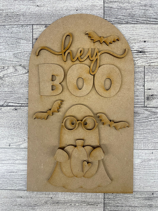 Hey Boo - Halloween Frame Insert cutouts - unpainted wooden cutouts, ready for you to paint